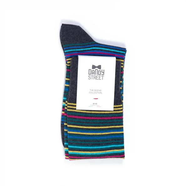 Dandy Street - shop online - accessori uomo calzini uomo cotone - calzini da uomo in cotone multicolor - Stripes Green