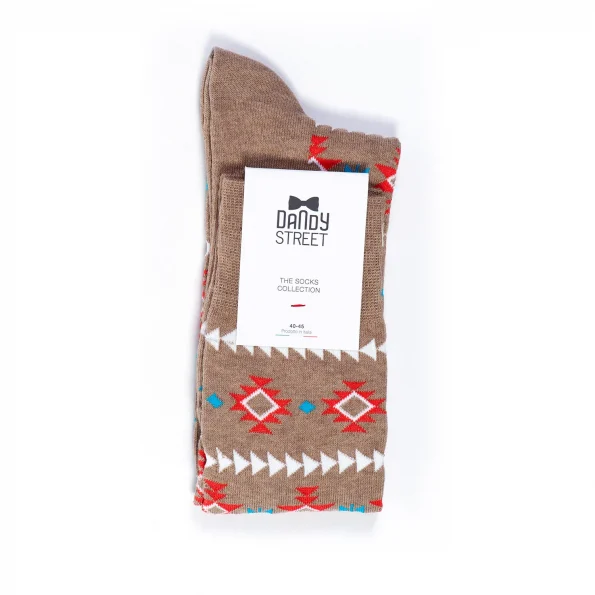 Dandy Street - shop online - accessori uomo calzini uomo cotone - calzini da uomo stile navajo - Navajo Beige