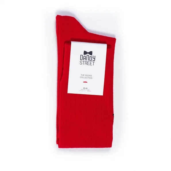 Dandy Street - shop online - accessori uomo calzini uomo cotone - calzini da uomo rossi a coste - Gentlemen Red