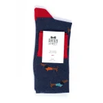 Dandy Street - shop online - accessori uomo calzini uomo cotone - calzini in cotone con bassotti ricamati - Dandy Dog Noisette