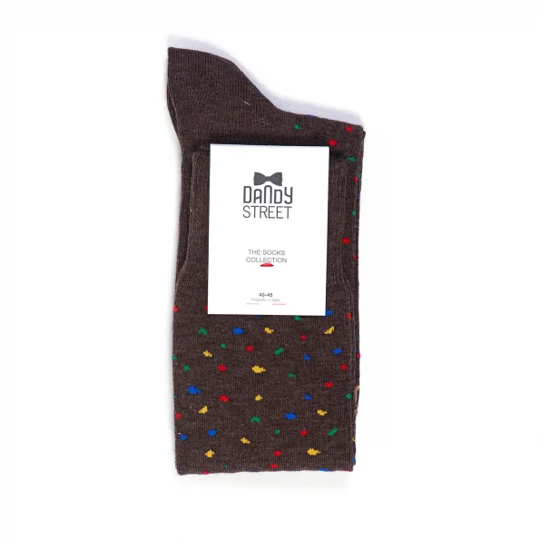 Dandy Street - shop online - accessori uomo calzini uomo cotone - calzino da uomo marrone in cotone - Confetti Brown