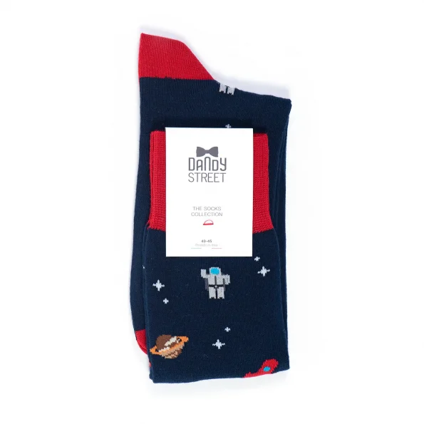 Dandy Street - shop online - accessori uomo calzini uomo cotone - calzini con razzi, pianeti e astronavi - Space Socks